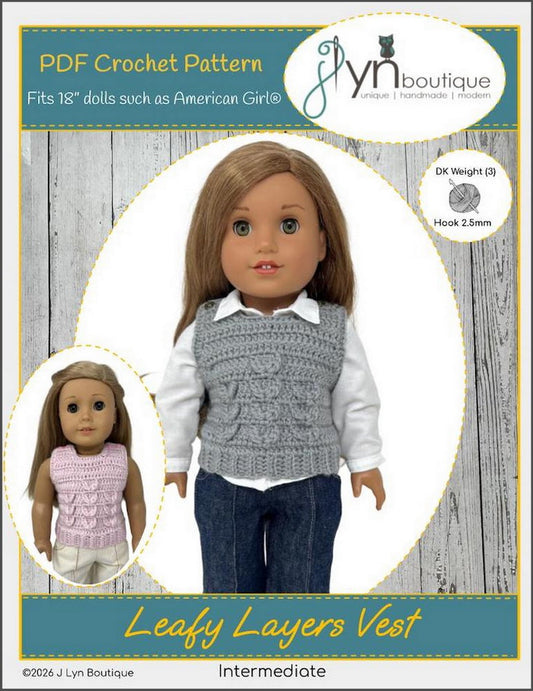 Leafy Layers Vest 18" Doll Clothes Crochet Pattern
