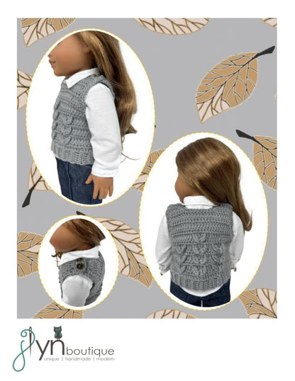 Leafy Layers Vest 18" Doll Clothes Crochet Pattern