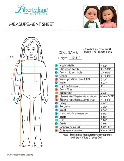 Baseball Tee 13 - 14 Inch Doll Clothes Pattern