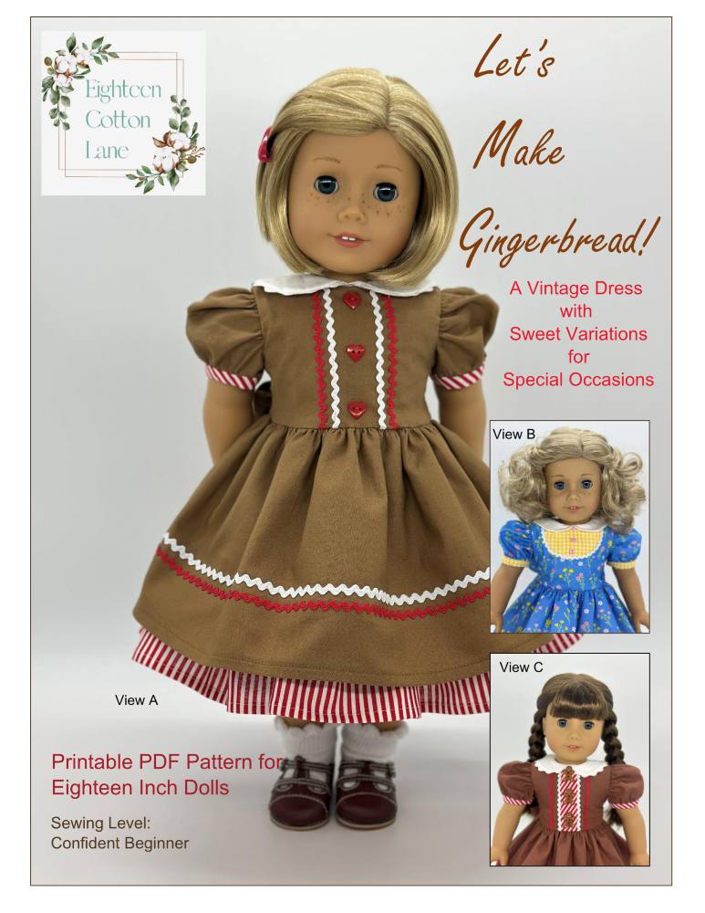 Let's Make Gingerbread! 18" Doll Clothes Pattern