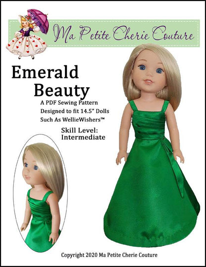 Emerald Beauty Dress 14.5" Doll Clothes Pattern