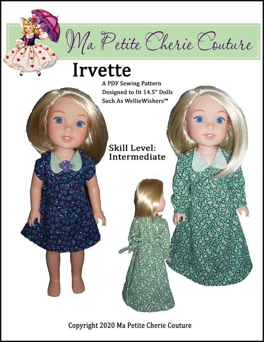 Irvette Dress 14.5" Doll Clothes Pattern