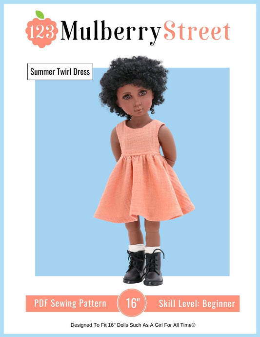 Summer Twirl Dress Pattern For 16" A Girl For All Time Dolls