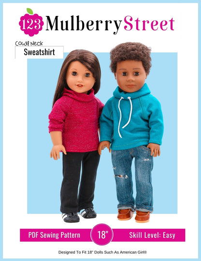 Cowl Neck Sweatshirt 18" Doll Clothes Pattern