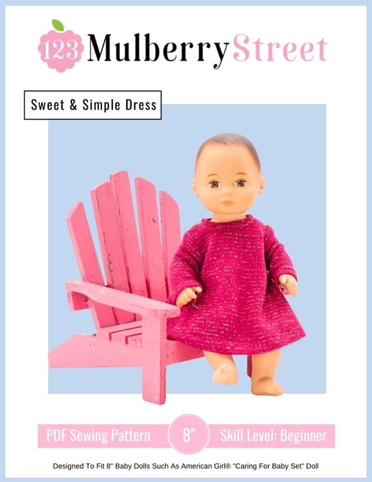 Sweet & Simple Dress 8" Baby Doll Clothes Pattern