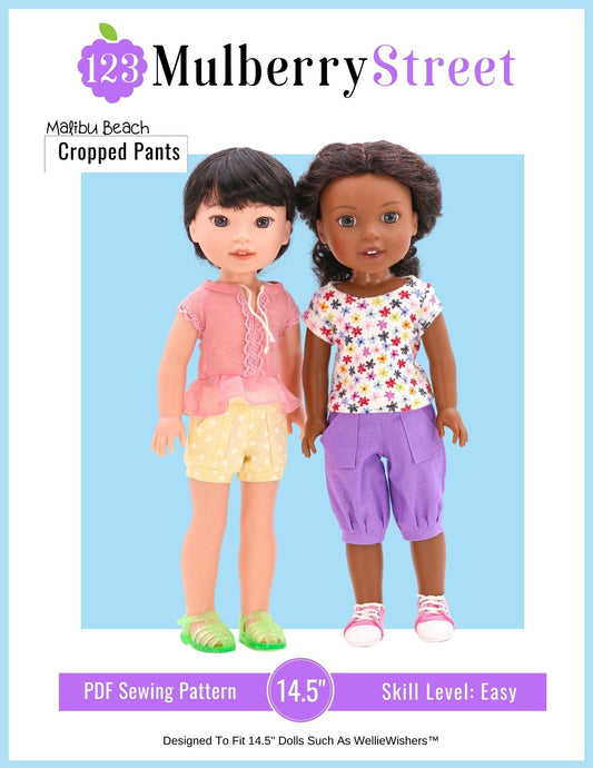 Malibu Beach Cropped Pants 14.5" Doll Clothes Pattern