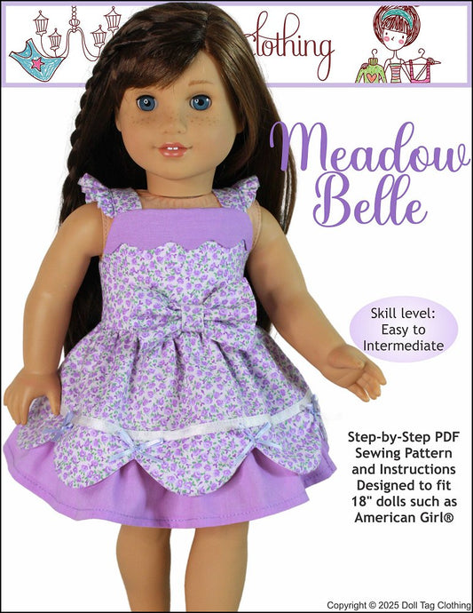 Meadow Belle Dress 18" Doll Clothes Pattern
