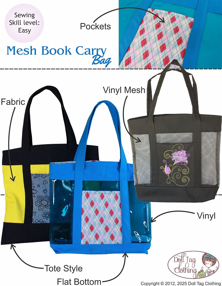 Mesh Book Bag Accessory Pattern for Boys and Girls