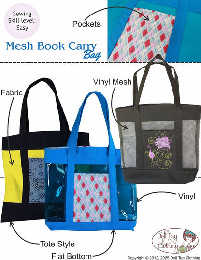 Mesh Book Bag Accessory Pattern for Boys and Girls