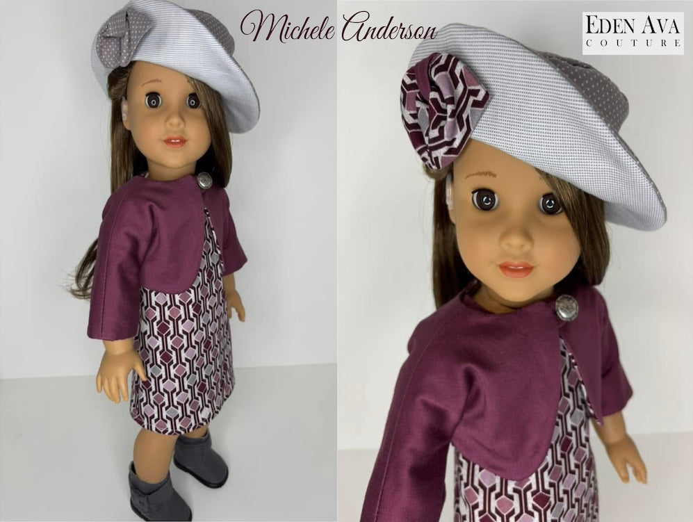Wednesday Bridge Club Bolero Jacket and Hat Pattern for 18 Inch Dolls