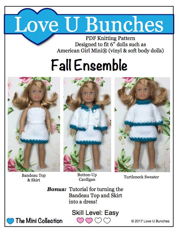Fall Ensemble Knitting Pattern for Mini Dolls
