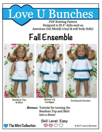 Fall Ensemble Knitting Pattern for Mini Dolls
