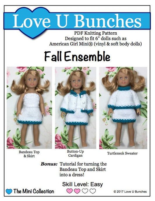 Fall Ensemble Knitting Pattern for Mini Dolls