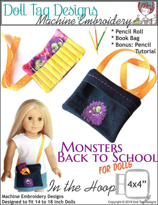 Monsters Back To School 14"-18" Doll Machine Embroidery Designs
