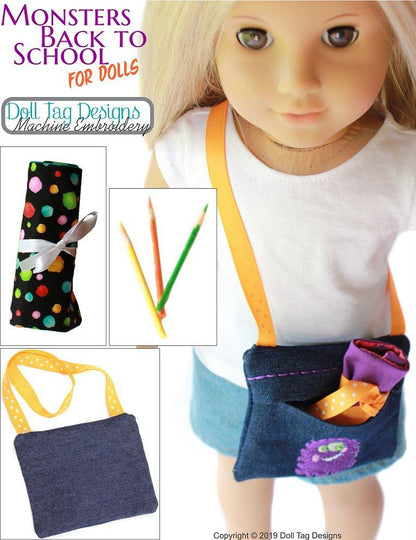 Monsters Back To School 14"-18" Doll Machine Embroidery Designs