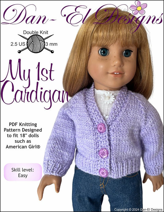 My 1st Cardigan 18" Doll Clothes Knitting Pattern
