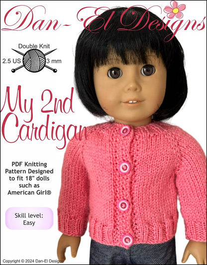 My 2nd Cardigan 18" Doll Clothes Knitting Pattern