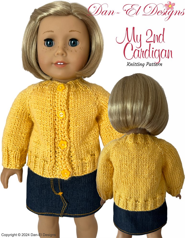 My 2nd Cardigan 18" Doll Clothes Knitting Pattern