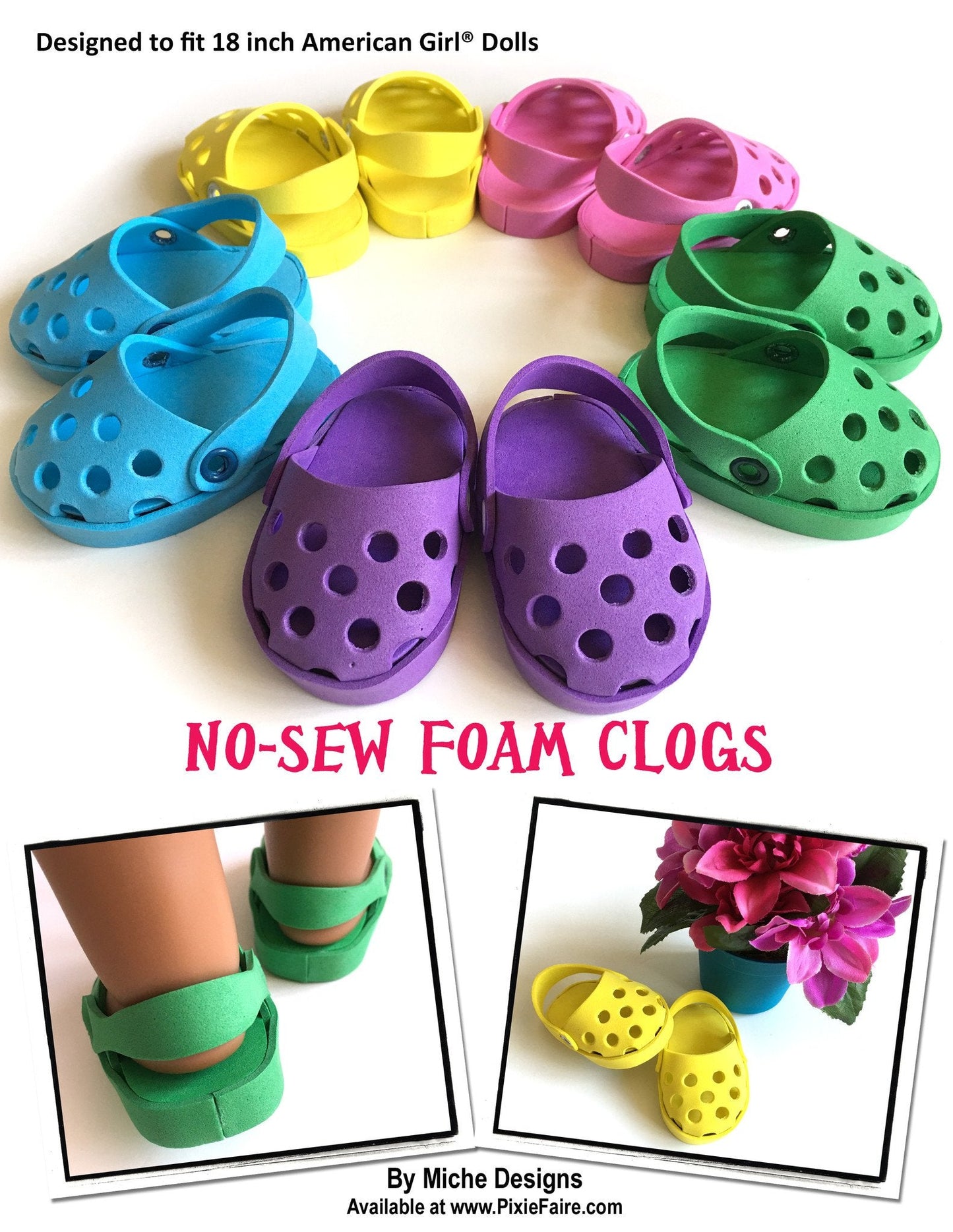 No-Sew Foam Clogs 18" Doll Shoes