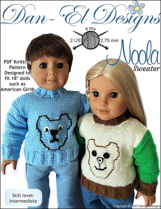 Noola Sweater 18" Doll Clothes Knitting Pattern