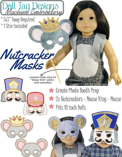 Nutcracker Masks For 18-inch Dolls Machine Embroidery Designs