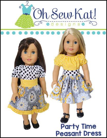 Party Time Peasant Dress 18" Doll Clothes Pattern