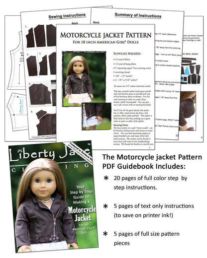 Motorcycle Jacket 18" Doll Clothes Pattern