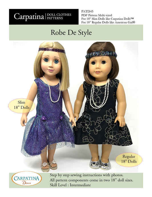 Robe De Style Multi-sized Pattern for Regular and Slim 18" Dolls