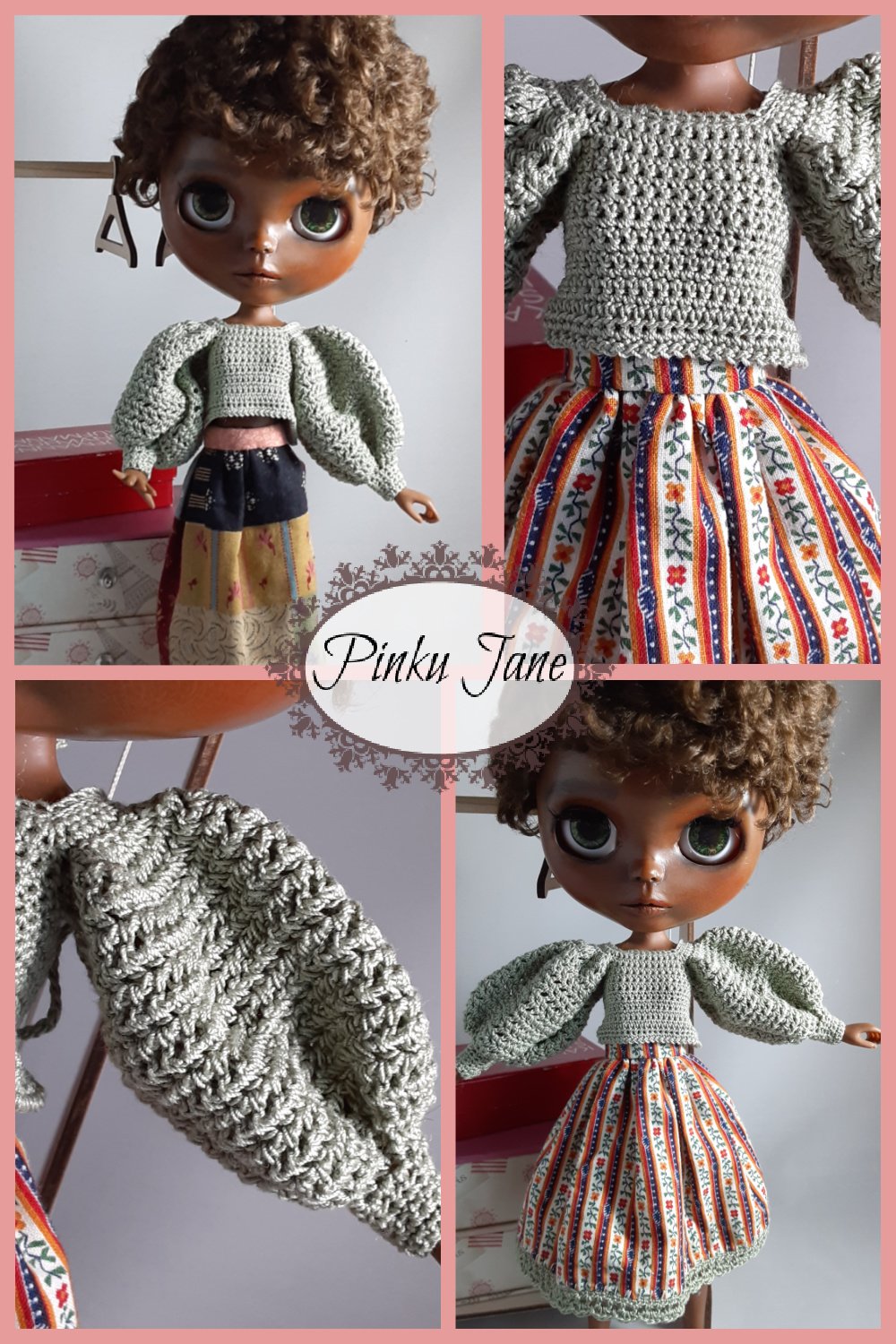 Big Lacy Sleeved Top Crochet Pattern For 12" Blythe Dolls
