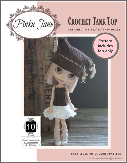 Crochet Tank Top Crochet Pattern For 12" Blythe Dolls