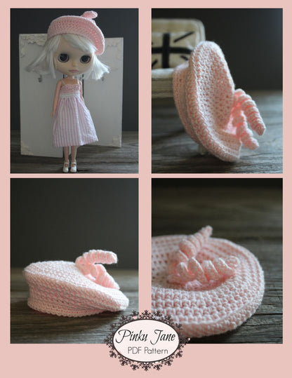 Curlicue Beret Crochet Pattern For 12" Blythe Dolls