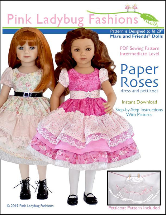 Paper Roses Dress and Petticoat Pattern for Maru and Friends Dolls
