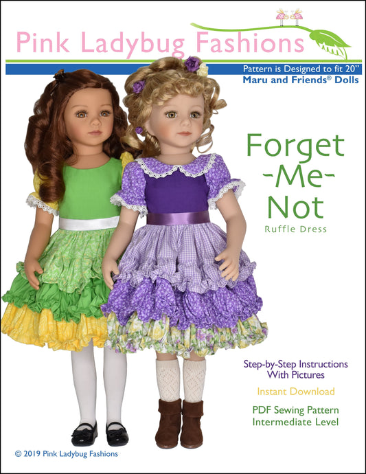 Forget Me Not Ruffle Dress Pattern for Maru and Friends Dolls
