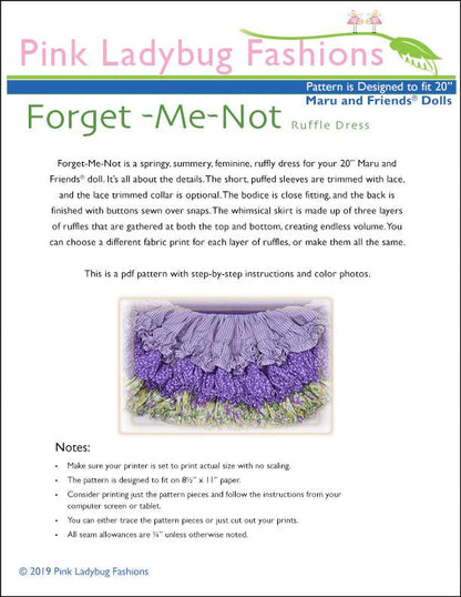 Forget Me Not Ruffle Dress Pattern for Maru and Friends Dolls