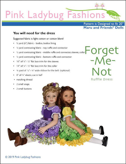 Forget Me Not Ruffle Dress Pattern for Maru and Friends Dolls