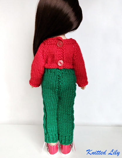 Sea Wave Pants with Cables Knitting Pattern for 13" Paola Reina Dolls