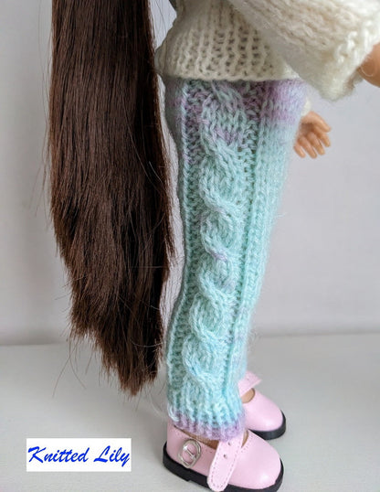 Sea Wave Pants with Cables Knitting Pattern for 13" Paola Reina Dolls