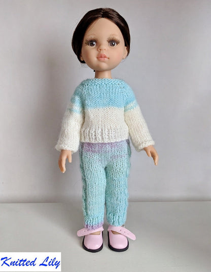Sea Wave Pants with Cables Knitting Pattern for 13" Paola Reina Dolls