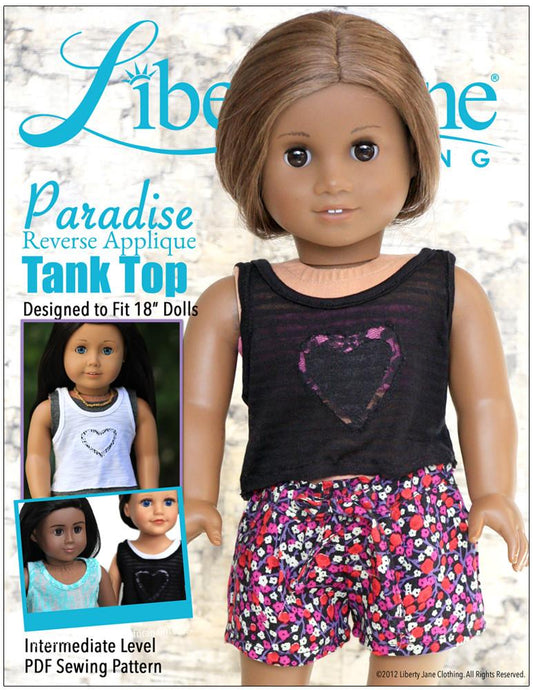 Paradise Reverse Applique Tank 18" Doll Clothes Pattern
