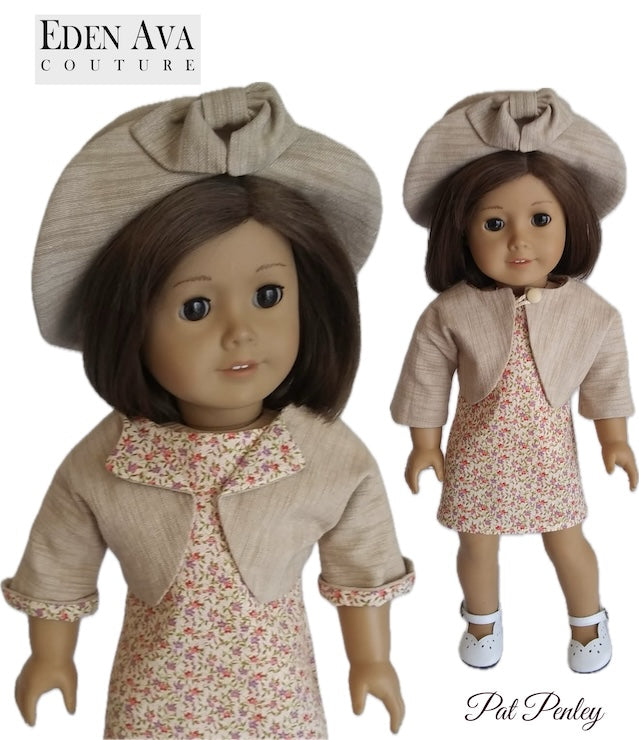 Wednesday Bridge Club Bolero Jacket and Hat Pattern for 18 Inch Dolls