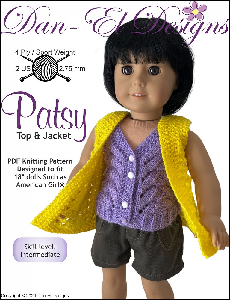 Patsy Top and Jacket 18" Doll Clothes Knitting Pattern