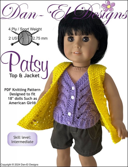 Patsy Top and Jacket 18" Doll Clothes Knitting Pattern