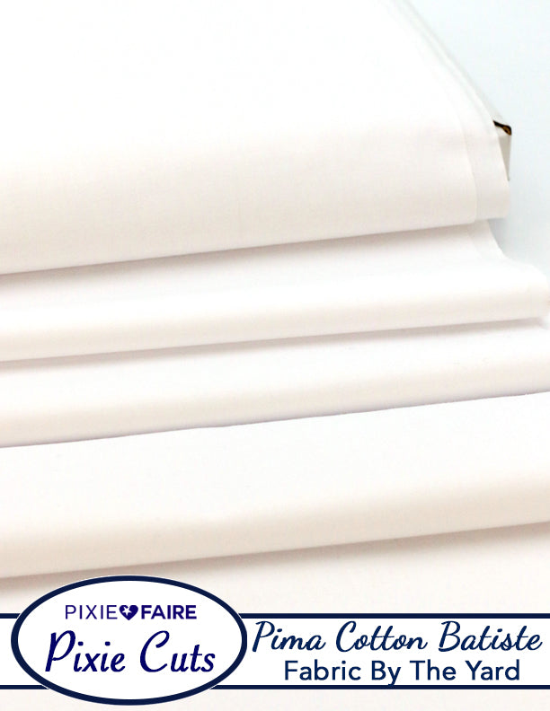 Pixie Cuts Fabric By The Yard - Pima Cotton Batiste White 1/2 Yard
