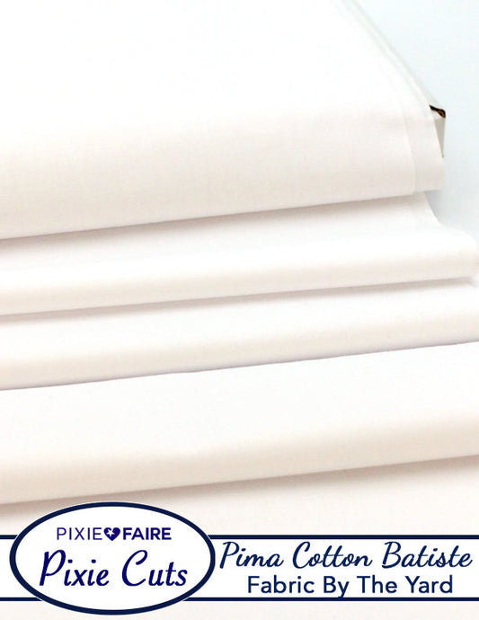 Pixie Cuts Fabric By The Yard - Pima Cotton Batiste White 1/2 Yard