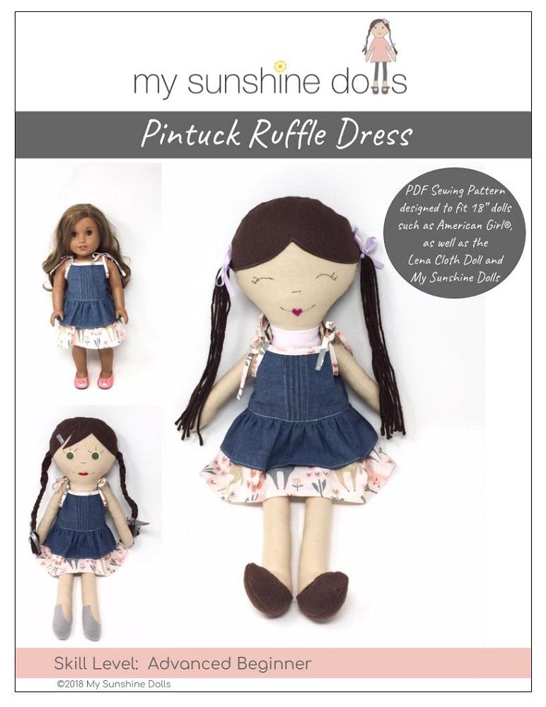 Pintuck Ruffle Dress Pattern for 18" dolls and 23" My Sunshine Cloth Dolls