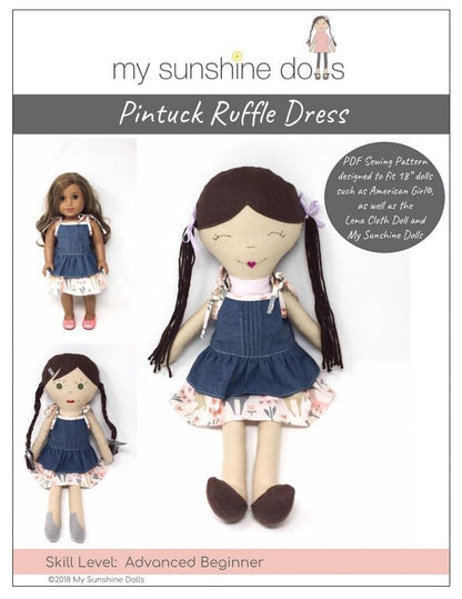 Pintuck Ruffle Dress Pattern for 18" dolls and 23" My Sunshine Cloth Dolls