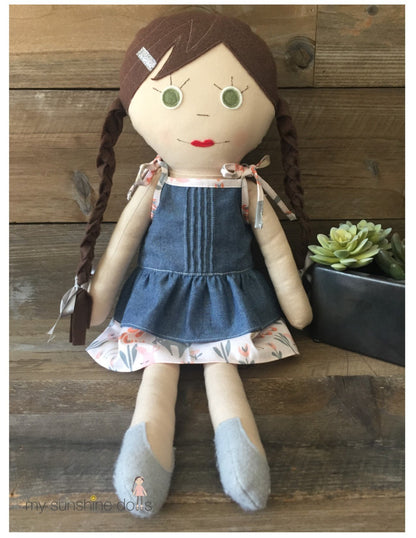 Pintuck Ruffle Dress Pattern for 18" dolls and 23" My Sunshine Cloth Dolls