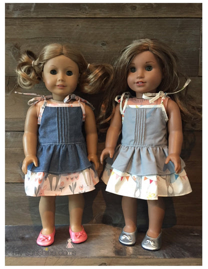 Pintuck Ruffle Dress Pattern for 18" dolls and 23" My Sunshine Cloth Dolls