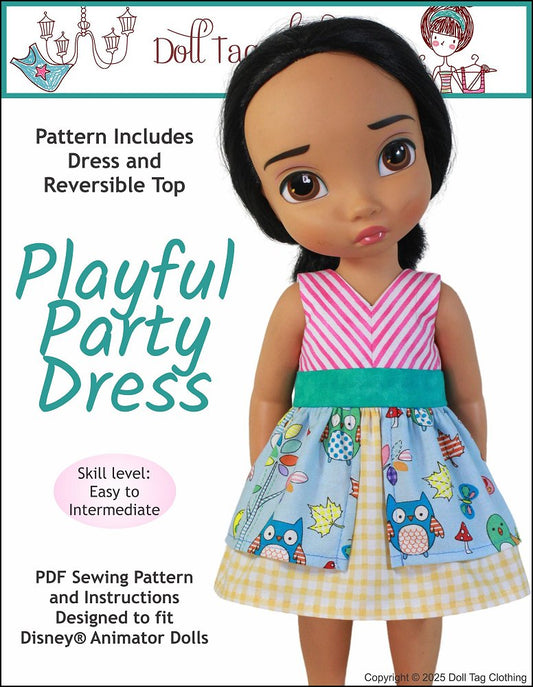 Playful Party Dress Pattern for 16" Animation Style Dolls