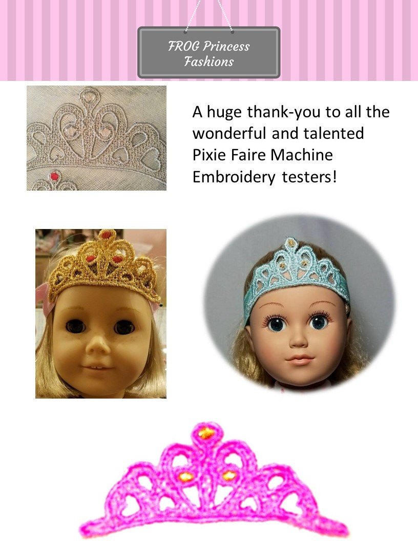 Posh Princess Lace Crown for Girls and Dolls Machine Embroidery Design